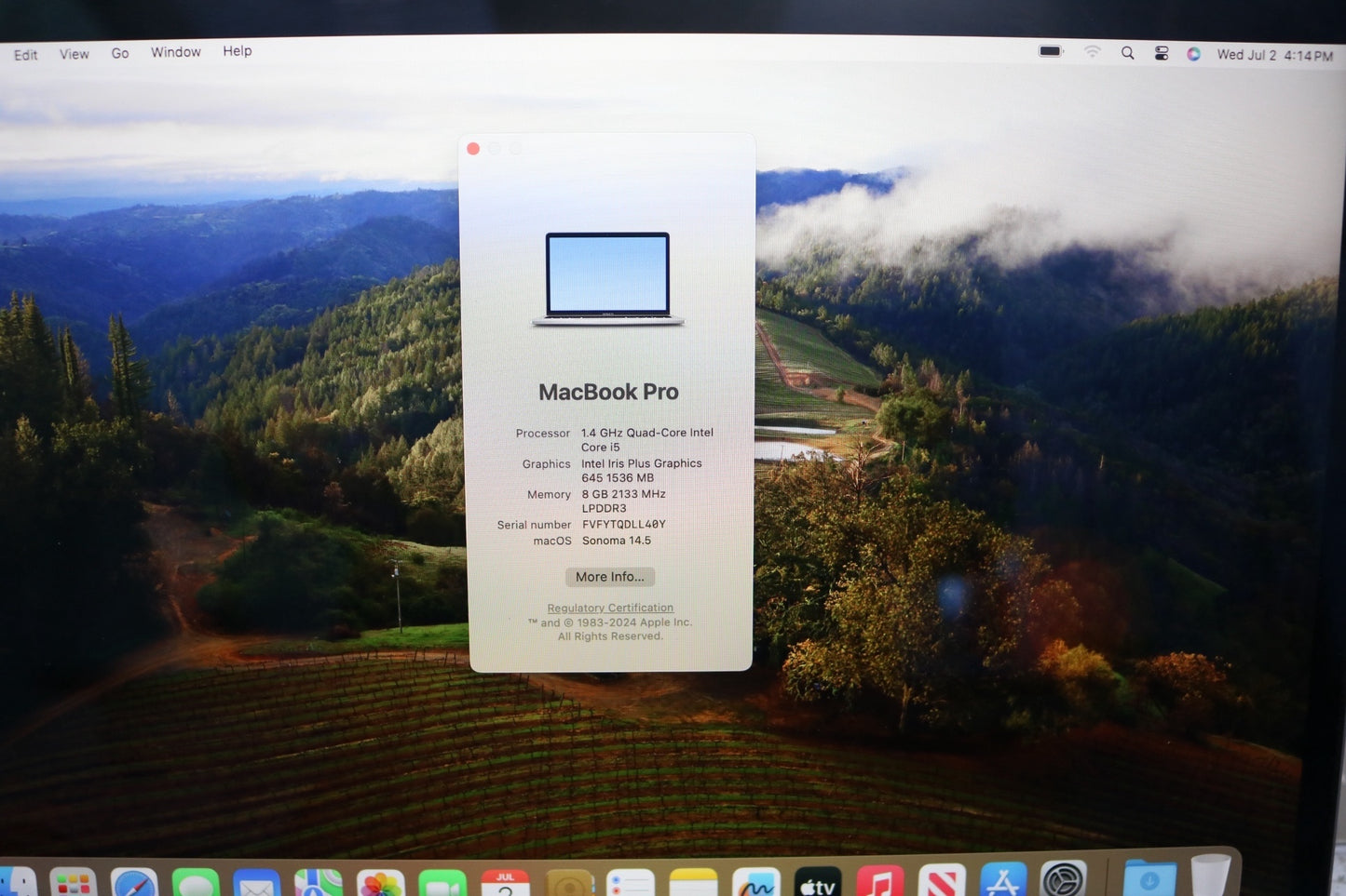 2019 Apple MacBook Pro A2159 13-Inch (8GB, 128 GB SSD) (Please Read)