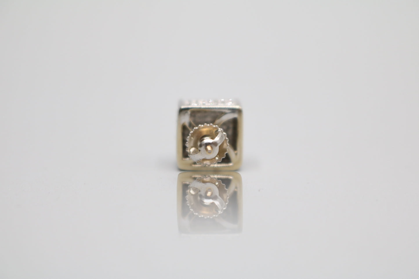 14K White Gold Diamond Single Stud Cube Earring (2.1 Grams) (Clearance!!!)