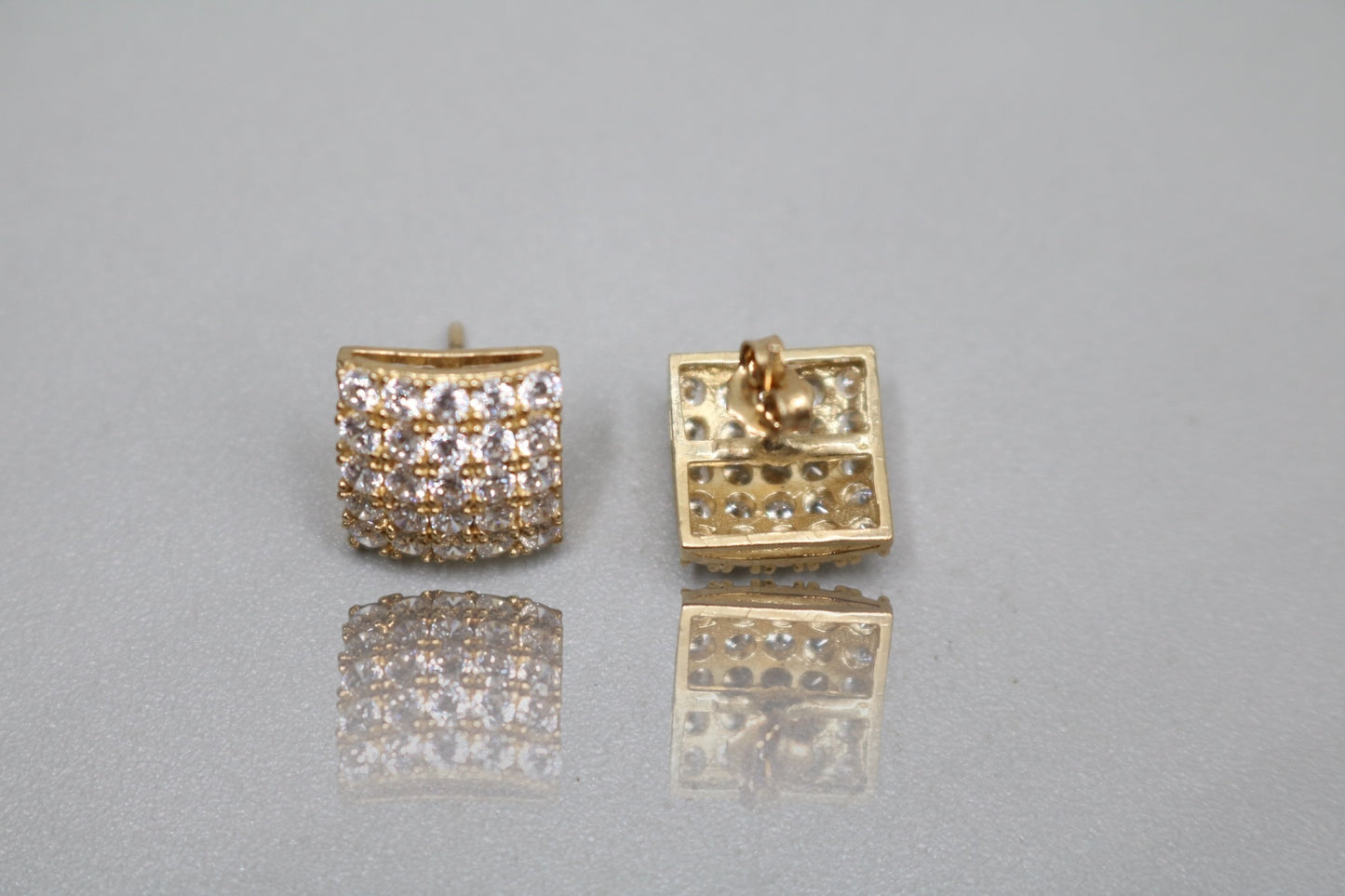 10K Yellow Gold CZ Cluster Earrings