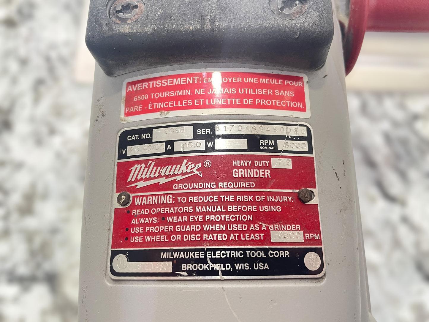 Milwaukee 6068 Grinder