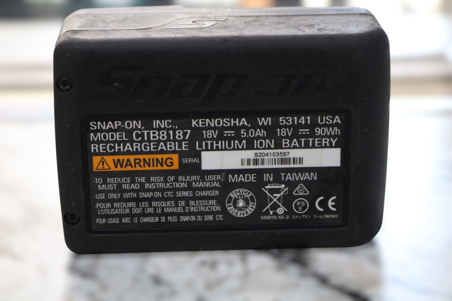 Snap-on CTB8187 18V 5.0Ah Rechargeable Single Battery