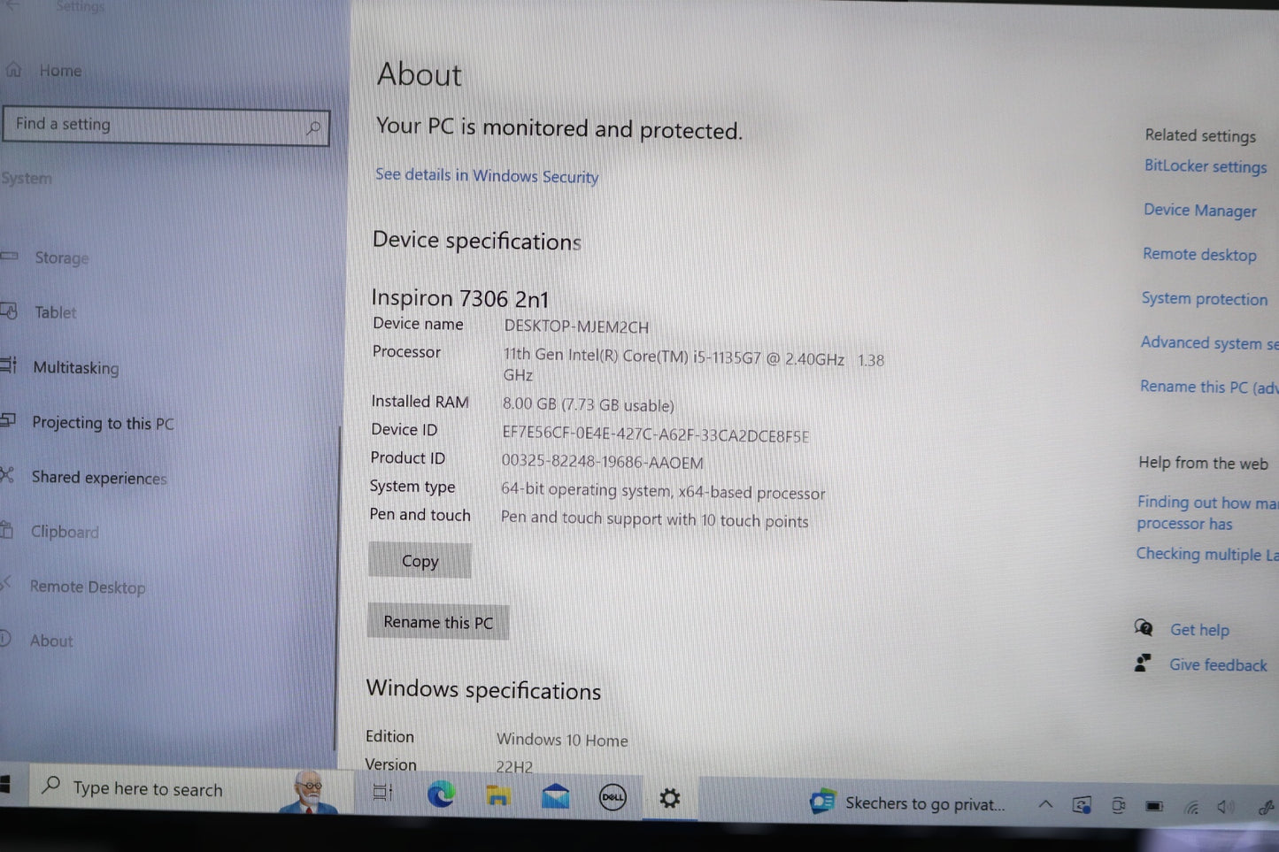 Dell Inspiron 7306 2n1 13.3" Touchscreen Core i5 11th Gen 512GB SSD