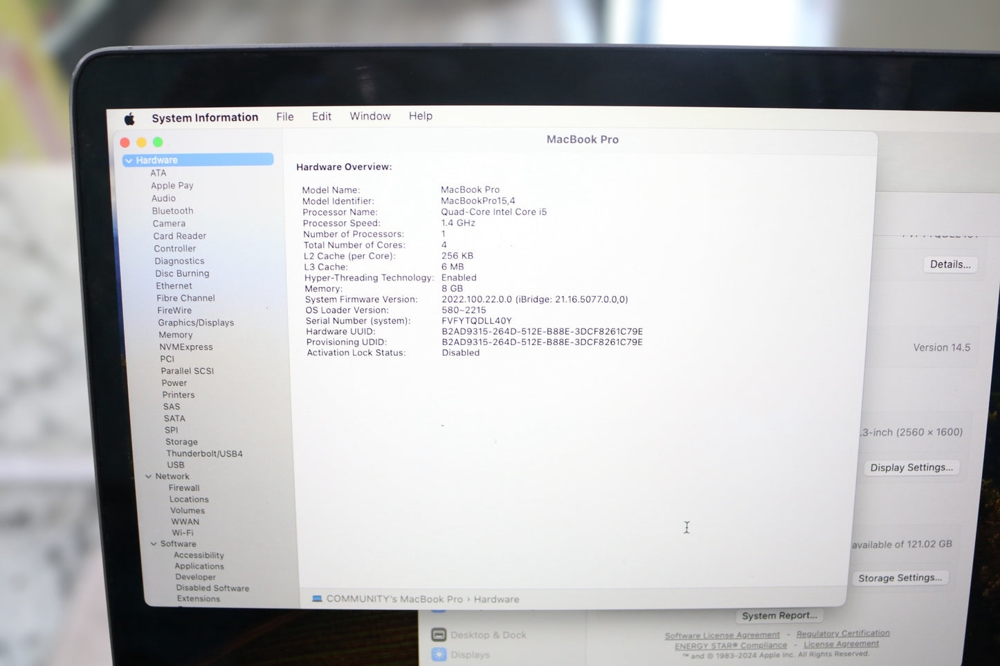 2019 Apple MacBook Pro A2159 13-Inch (8GB, 128 GB SSD) (Please Read)