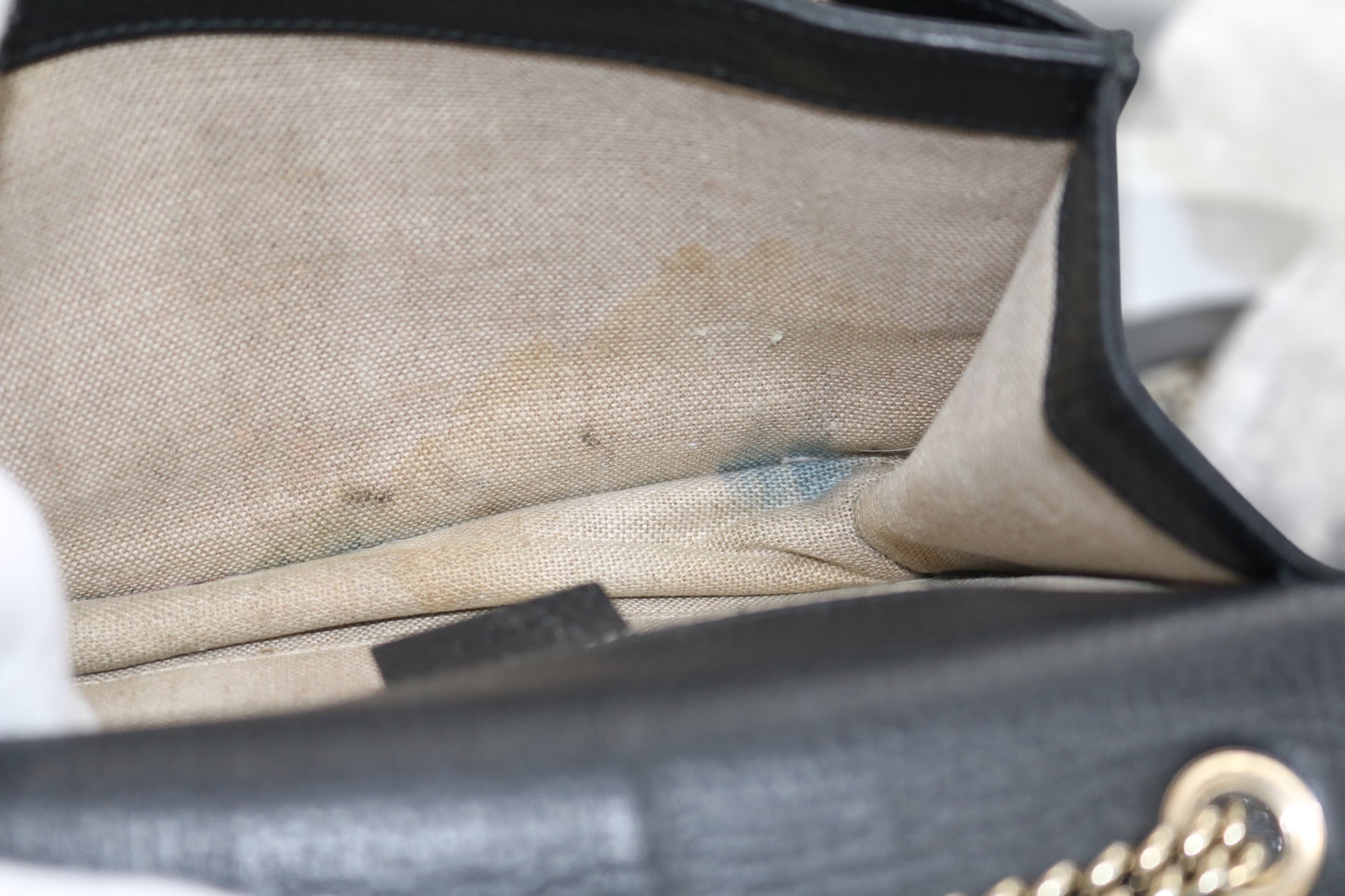 Authentic Gucci Interlocking G Leather Chain Black Shoulder Bag (Please Read)