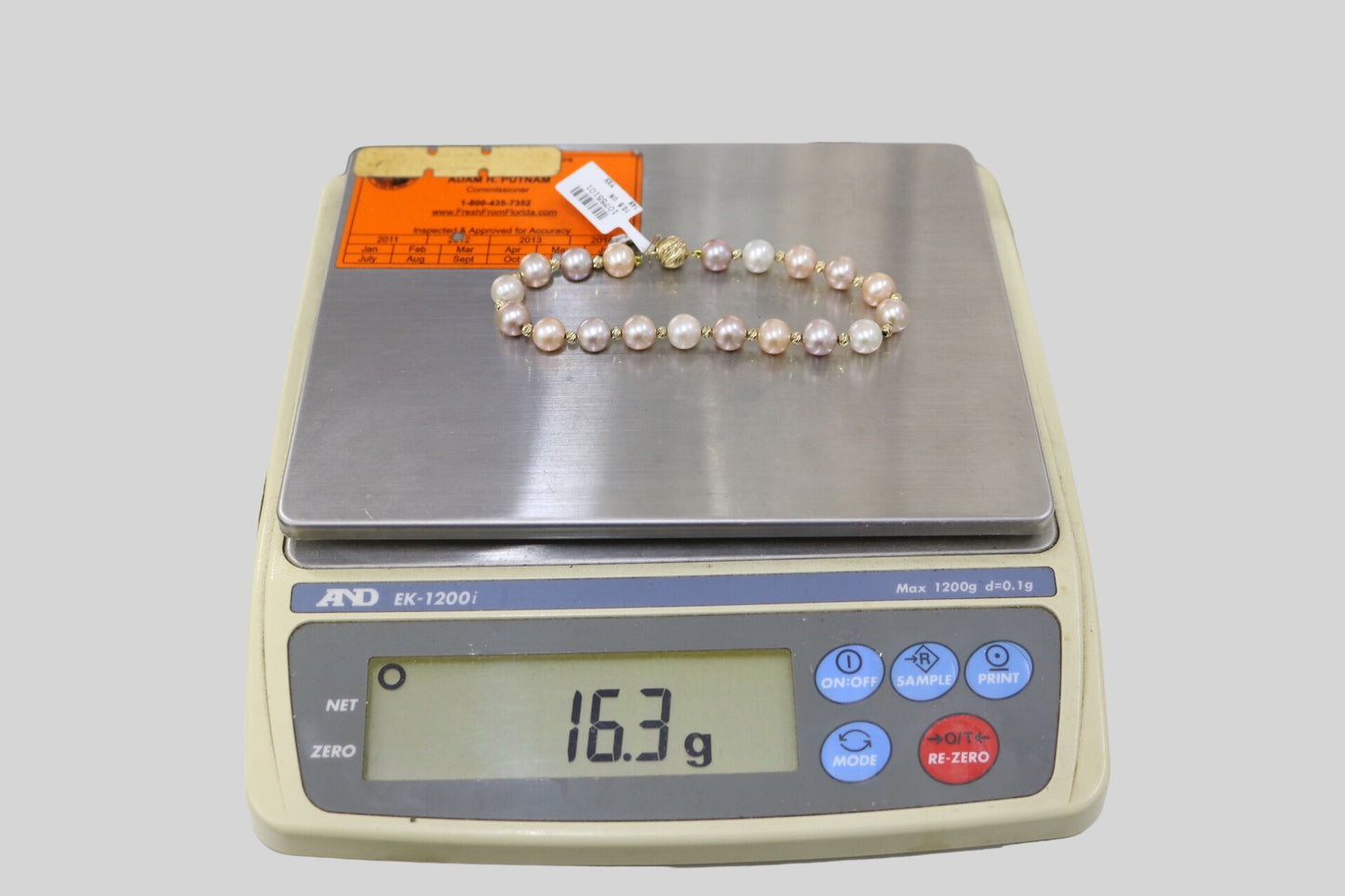 14K Yellow Gold Freshwater Pearl Bracelet (19.5 centimeters or 7.5")