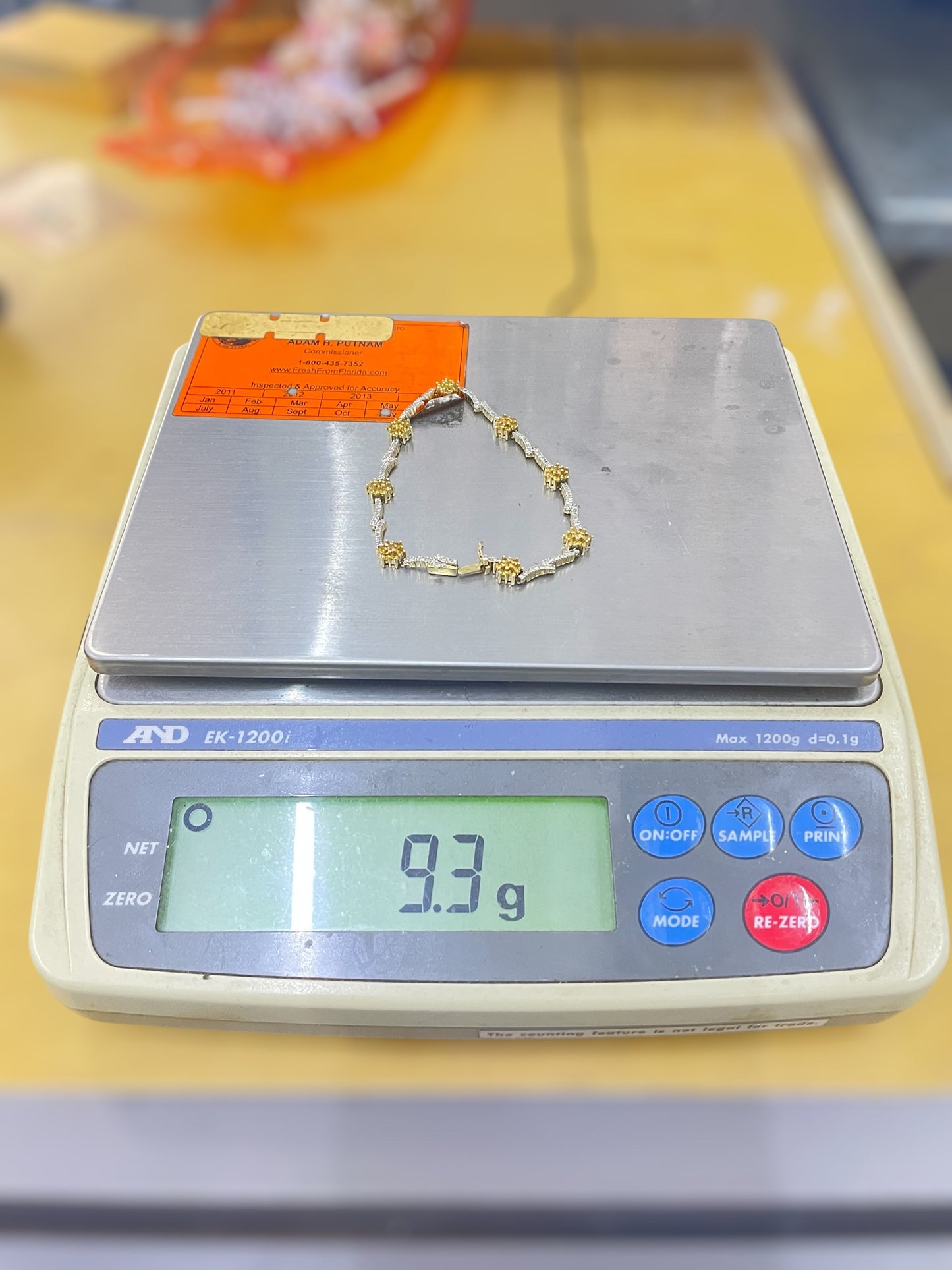 14K Yellow Gold Diamond & Citrine Bracelet 1.12 CTW 7.25" - Pre-Owned