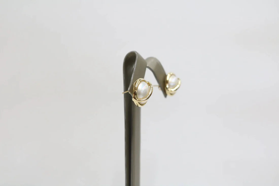 14K Yellow Gold Pearl Earrings