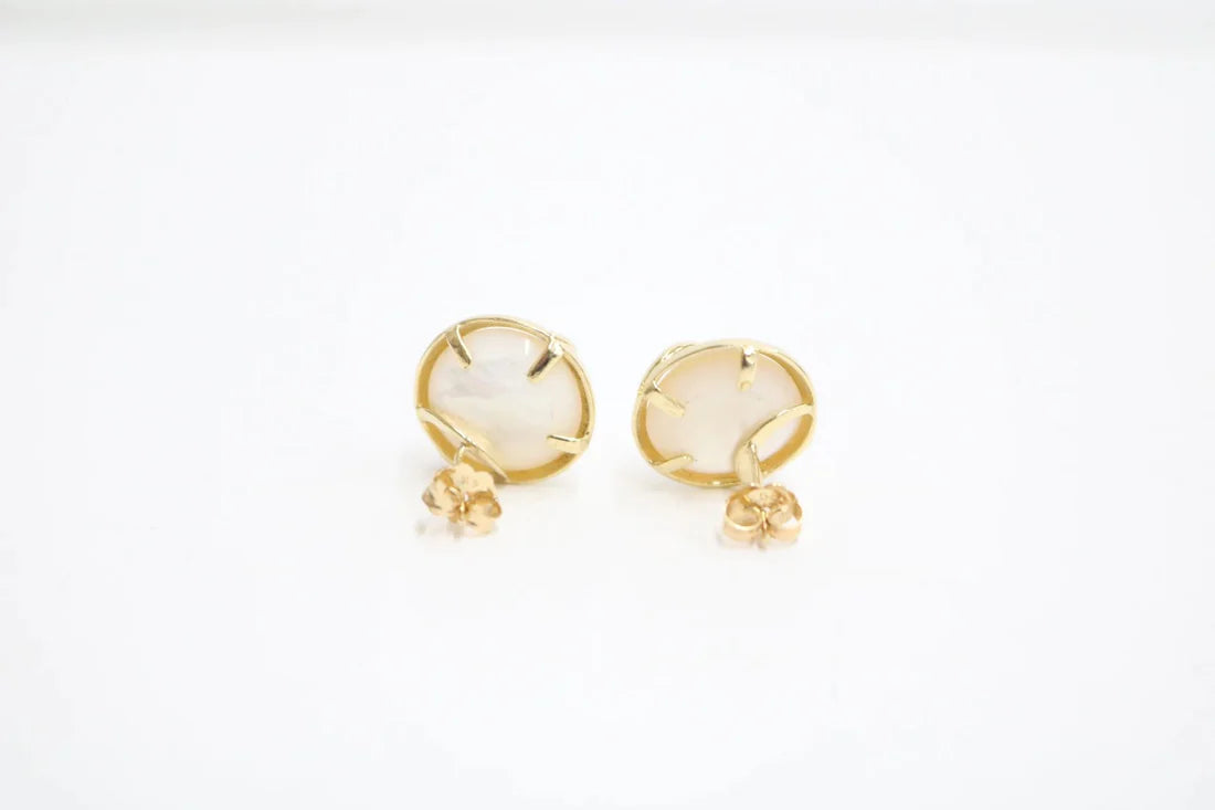 14K Yellow Gold Pearl Earrings