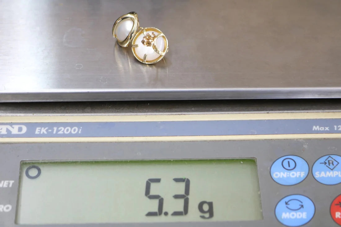 14K Yellow Gold Pearl Earrings