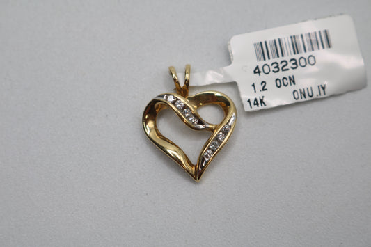 14K Yellow Gold Diamond Heart Shape Charm