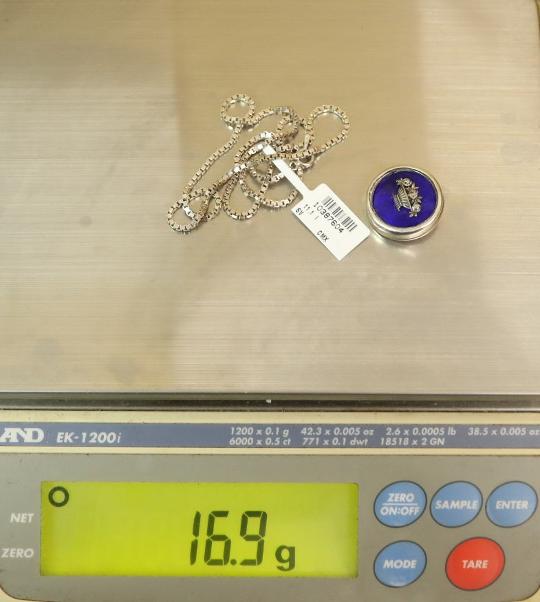 Sterling Silver Box Chain with Round Charm(18 Inches)