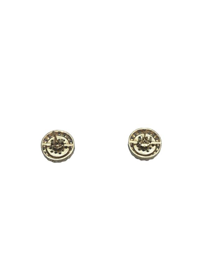 Pre-owned 10K Yellow Gold Round Cluster Earrings