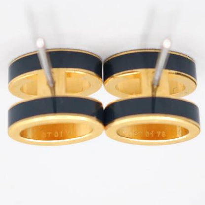 Hermes Gold Lacquered Navy Blue Mini Pop H Earrings