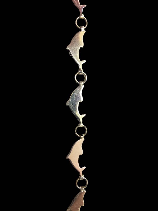 Pre-owned 14K Three-Tone Dolphin Bracelet (Length 8 Inches)