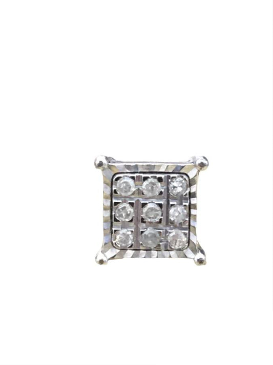 Pre-owned Sterling Silver 925 Single Diamond Stud Earring (0.135 CTW)