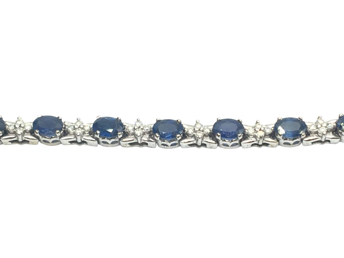 14K White Gold Diamond and Sapphire Tennis Bracelet (7 1/2 Inches)(Local Pick-up Only)