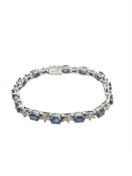 14K White Gold Diamond and Sapphire Tennis Bracelet (7 1/2 Inches)(Local Pick-up Only)