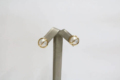 14K Yellow Gold Pearl Earrings