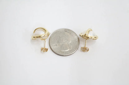 14K Yellow Gold Pearl Earrings