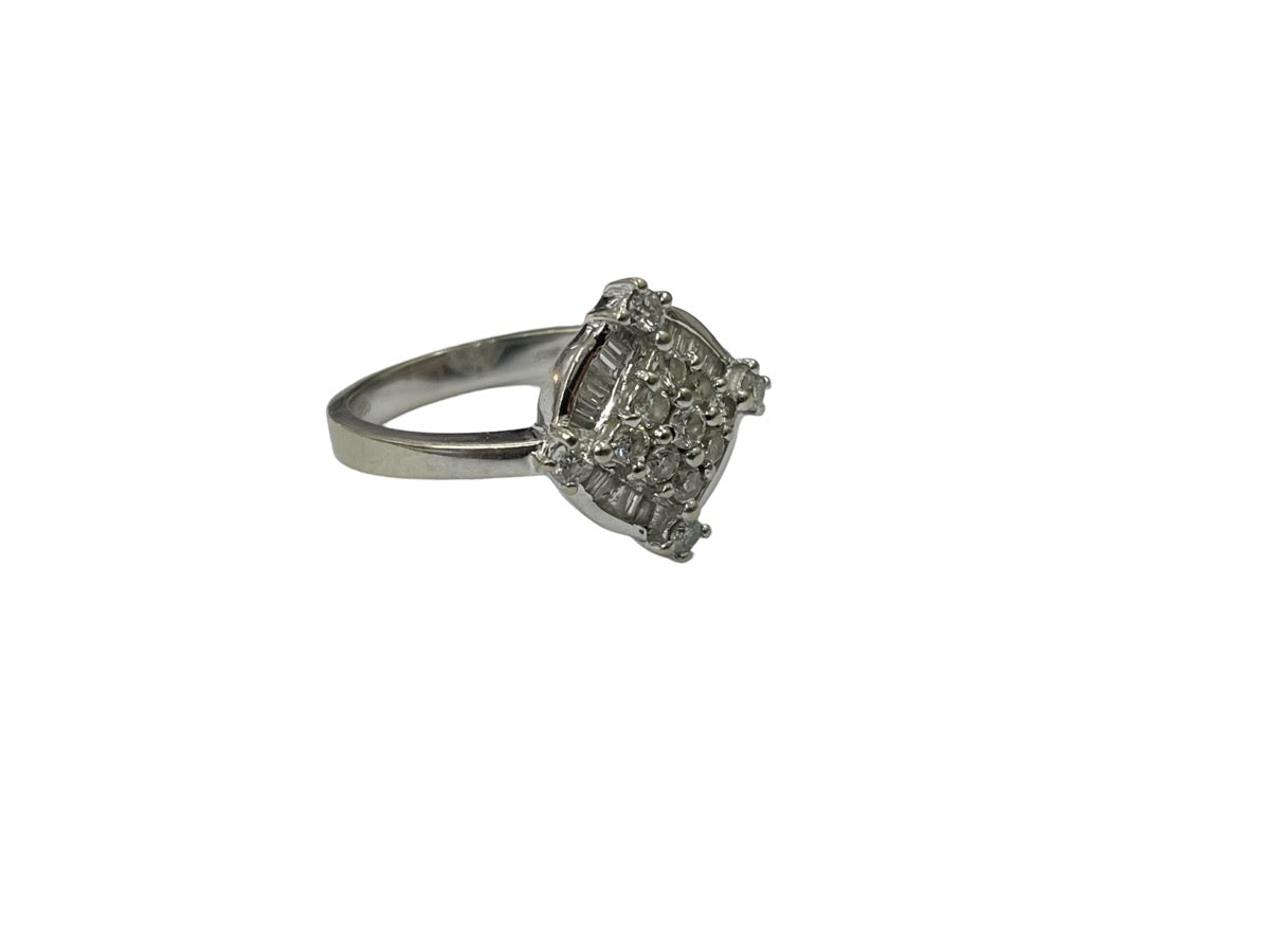 18K White Gold Diamond Cluster Ring (Size 6 3/4) (Local pick-up only)