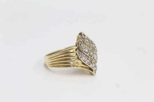 14K Yellow Gold Diamond Bypass Ring (Size 6)