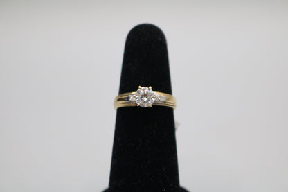 14K Yellow Gold Promise Ring w/Clear Stones (Size 7)