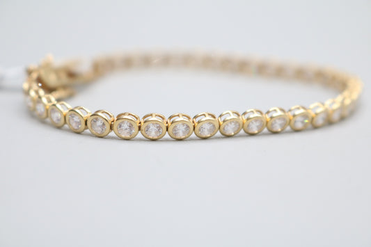 14k Yellow Gold Fancy Bracelet w/Clear Stones (Length 7")
