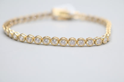 14k Yellow Gold Fancy Bracelet w/Clear Stones (Length 7")