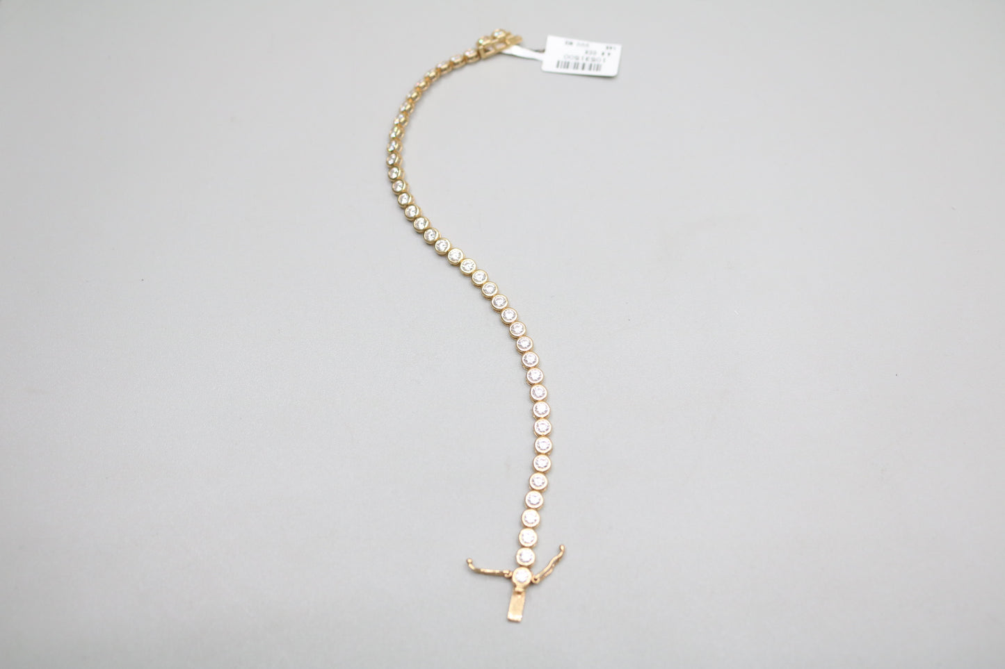 14k Yellow Gold Fancy Bracelet w/Clear Stones (Length 7")