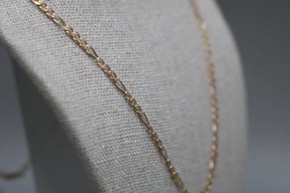 14K Yellow Gold Figaro Style Chain (18 Inches)