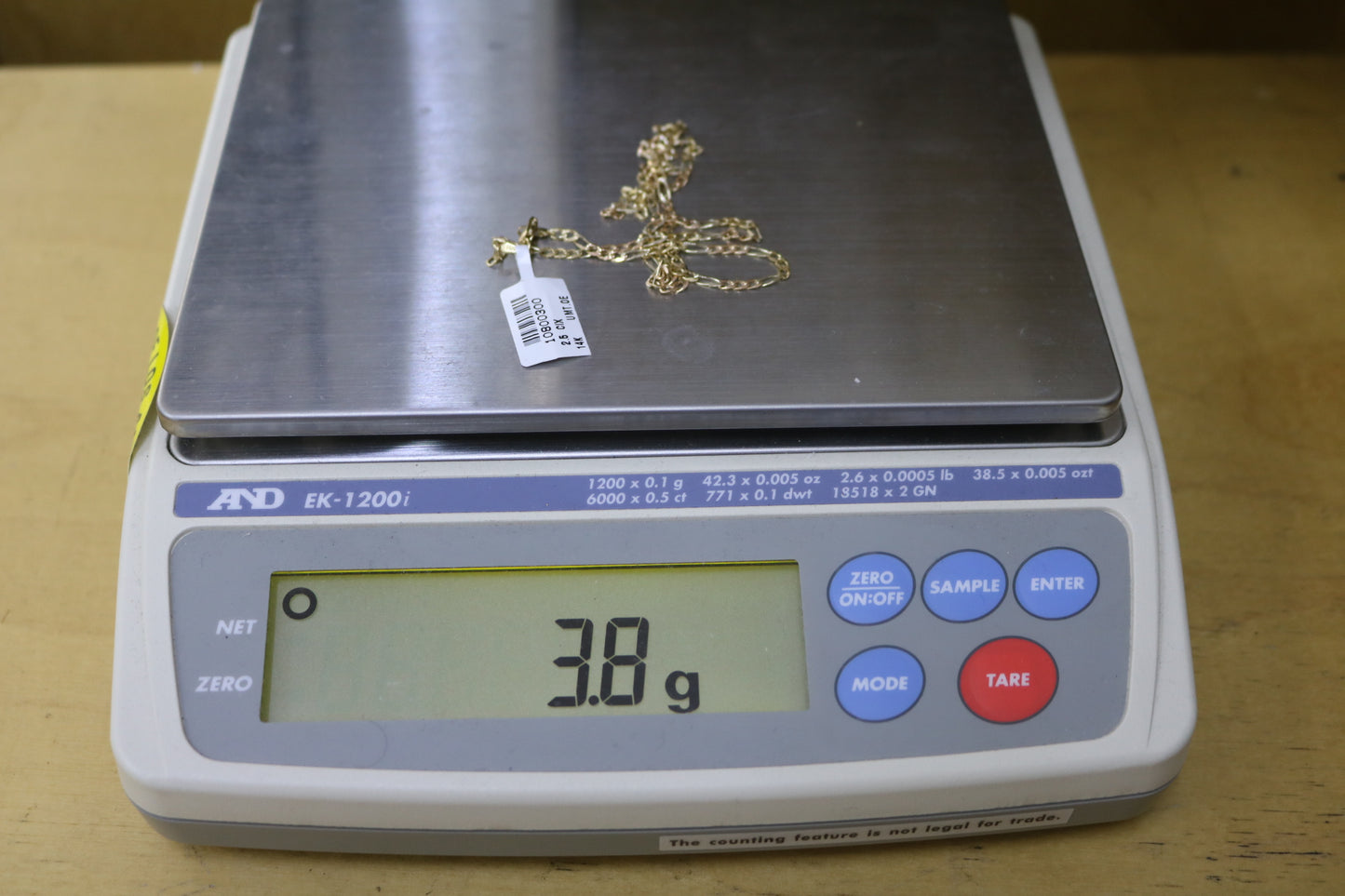 14K Yellow Gold Figaro Style Chain (18 Inches)