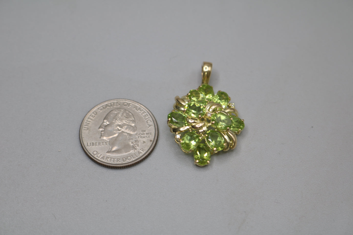 14K Yellow Gold Green Tourmaline Charm (0.015 CTW)