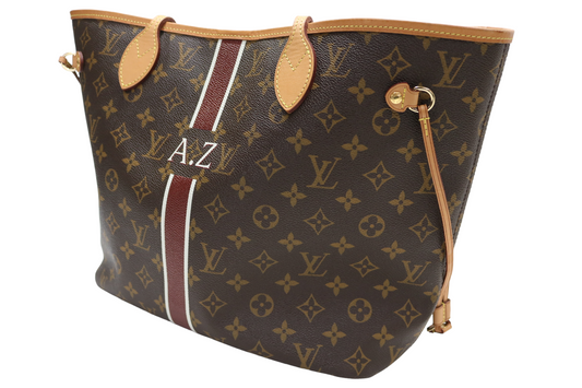Authentic Louis Vuitton Neverfull Tote MM Brown Canvas/Leather Monogram W/ Initials "A.Z"