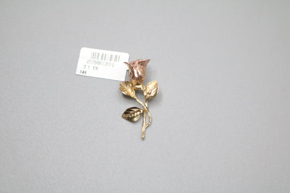14K Two Tone Gold Rose Pendant