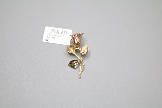 14K Two Tone Gold Rose Pendant