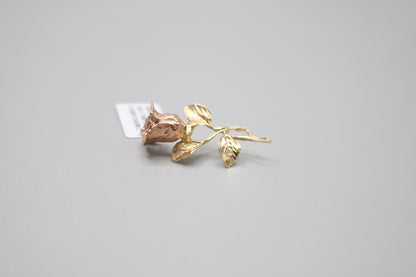 14K Two Tone Gold Rose Pendant
