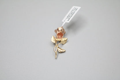 14K Two Tone Gold Rose Pendant