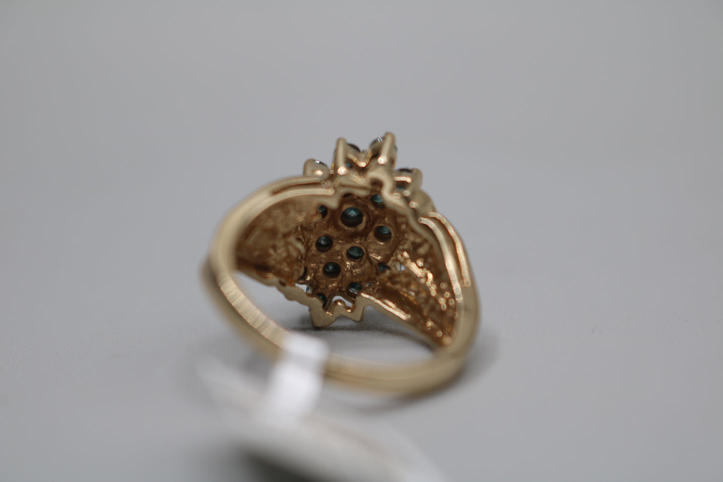 10K Yellow Gold Blue Diamond Cluster Ring .63 CTW Size 6 1/4