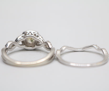 14K White Gold Radiant Cut Fancy Yellow Engagement Ring Set (Size 7 & 1/4 and Size 8) (No Shipping)