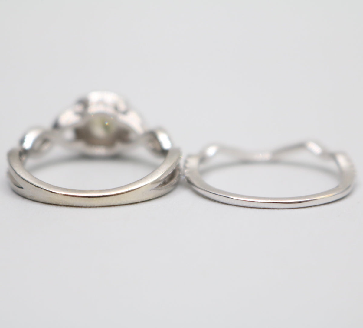 14K White Gold Radiant Cut Fancy Yellow Engagement Ring Set (Size 7 & 1/4 and Size 8) (No Shipping)