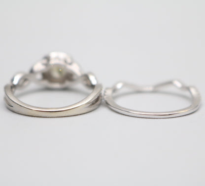 14K White Gold Radiant Cut Fancy Yellow Engagement Ring Set (Size 7 & 1/4 and Size 8) (No Shipping)