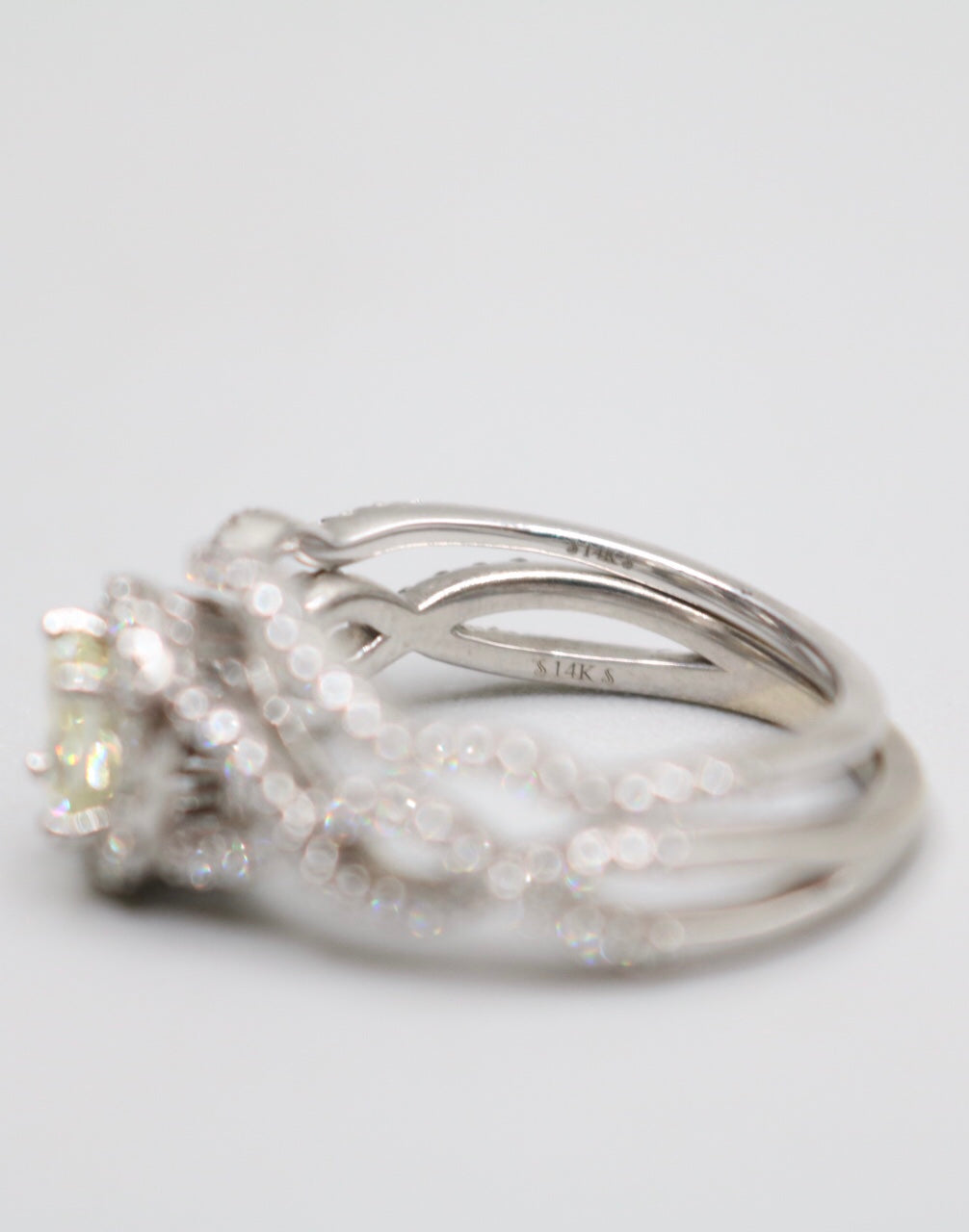 14K White Gold Radiant Cut Fancy Yellow Engagement Ring Set (Size 7 & 1/4 and Size 8) (No Shipping)