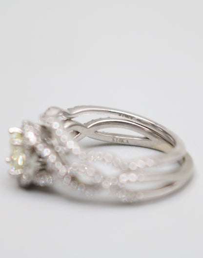 14K White Gold Radiant Cut Fancy Yellow Engagement Ring Set (Size 7 & 1/4 and Size 8) (No Shipping)