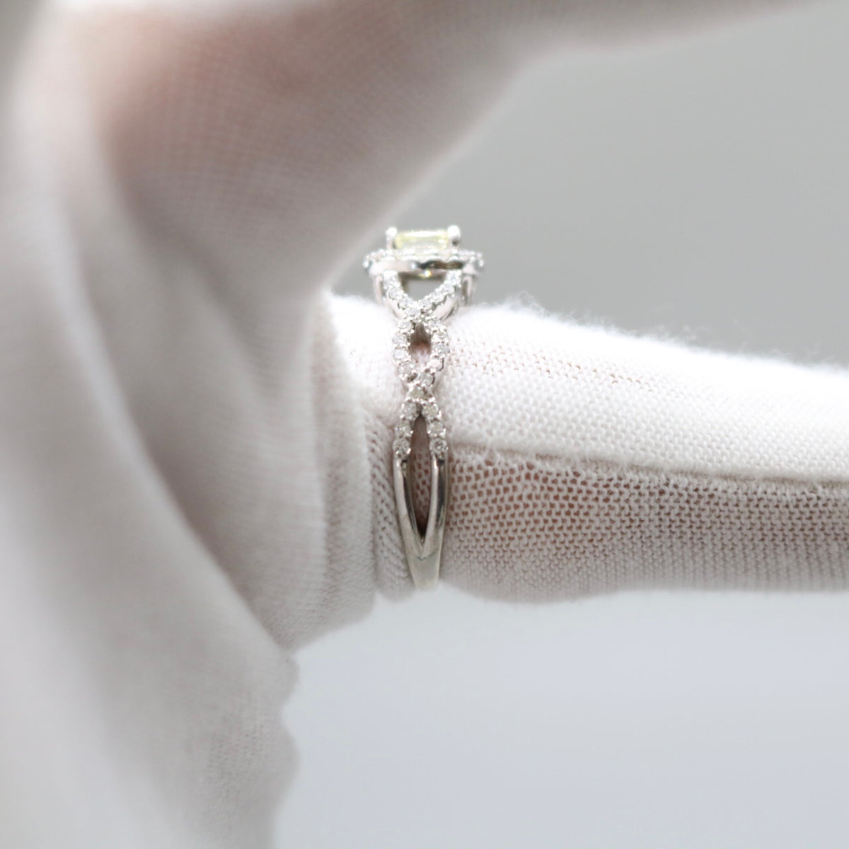 14K White Gold Radiant Cut Fancy Yellow Engagement Ring Set (Size 7 & 1/4 and Size 8) (No Shipping)