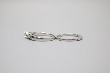 14K White Gold Diamond Engagement Ring Set (0.72CTW, I1-SI1/G-H) (Size 8 & 1/2)