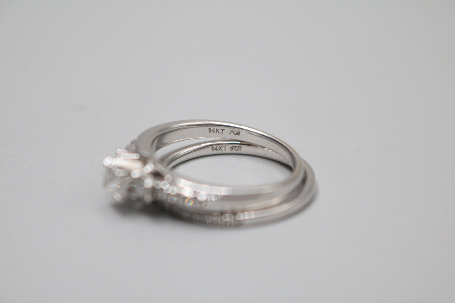 14K White Gold Diamond Engagement Ring Set (0.72CTW, I1-SI1/G-H) (Size 8 & 1/2)