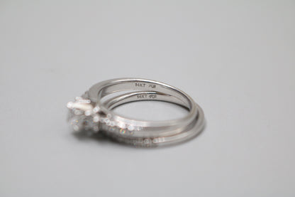14K White Gold Diamond Engagement Ring Set (0.72CTW, I1-SI1/G-H) (Size 8 & 1/2)