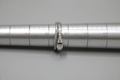 14K White Gold Diamond Engagement Ring Set (0.72CTW, I1-SI1/G-H) (Size 8 & 1/2)