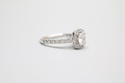 Radiant 14K White Gold Halo Wedding Set Ring, Size 4 & 1/2 (1.85 CTW)