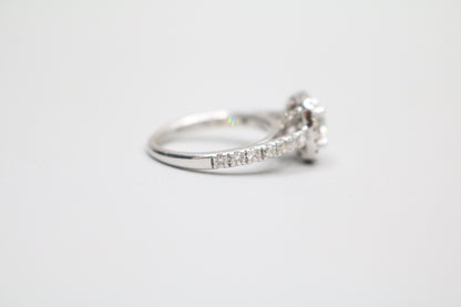 Radiant 14K White Gold Halo Wedding Set Ring, Size 4 & 1/2 (1.85 CTW)